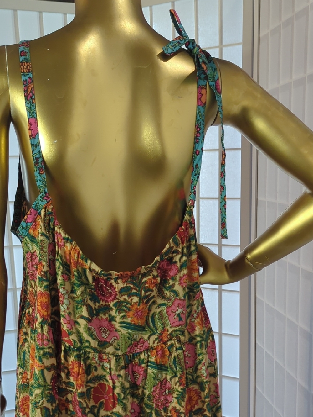 NATURAL LIFE Maddie Cream Floral Tank Dress with Pink & Orange Blooms - Picture 9 of 9